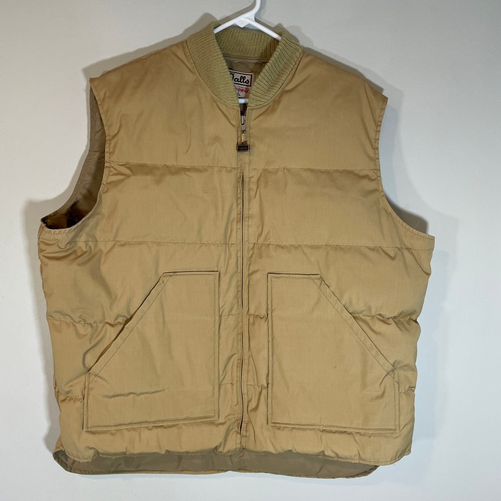 VTG Walls Blizzard-Pruf Down Insulated Vest Tan Made in USA Mens XL